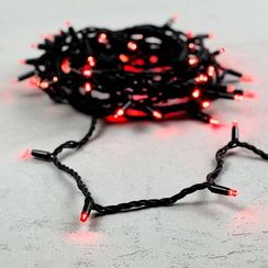 Светодиодная гирлянда с колпачком 75 красных LED ламп 10 м., 24В., черный каучуковый провод, IP65, LTC (LL75-1-1R)