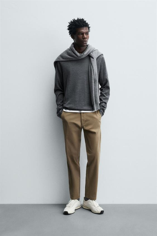 ZARA БРЮКИ ЧИНОС SKINNY FIT, ТЕМНЫЙ РЫЖЕВАТО-КОРИЧНЕВЫЙ