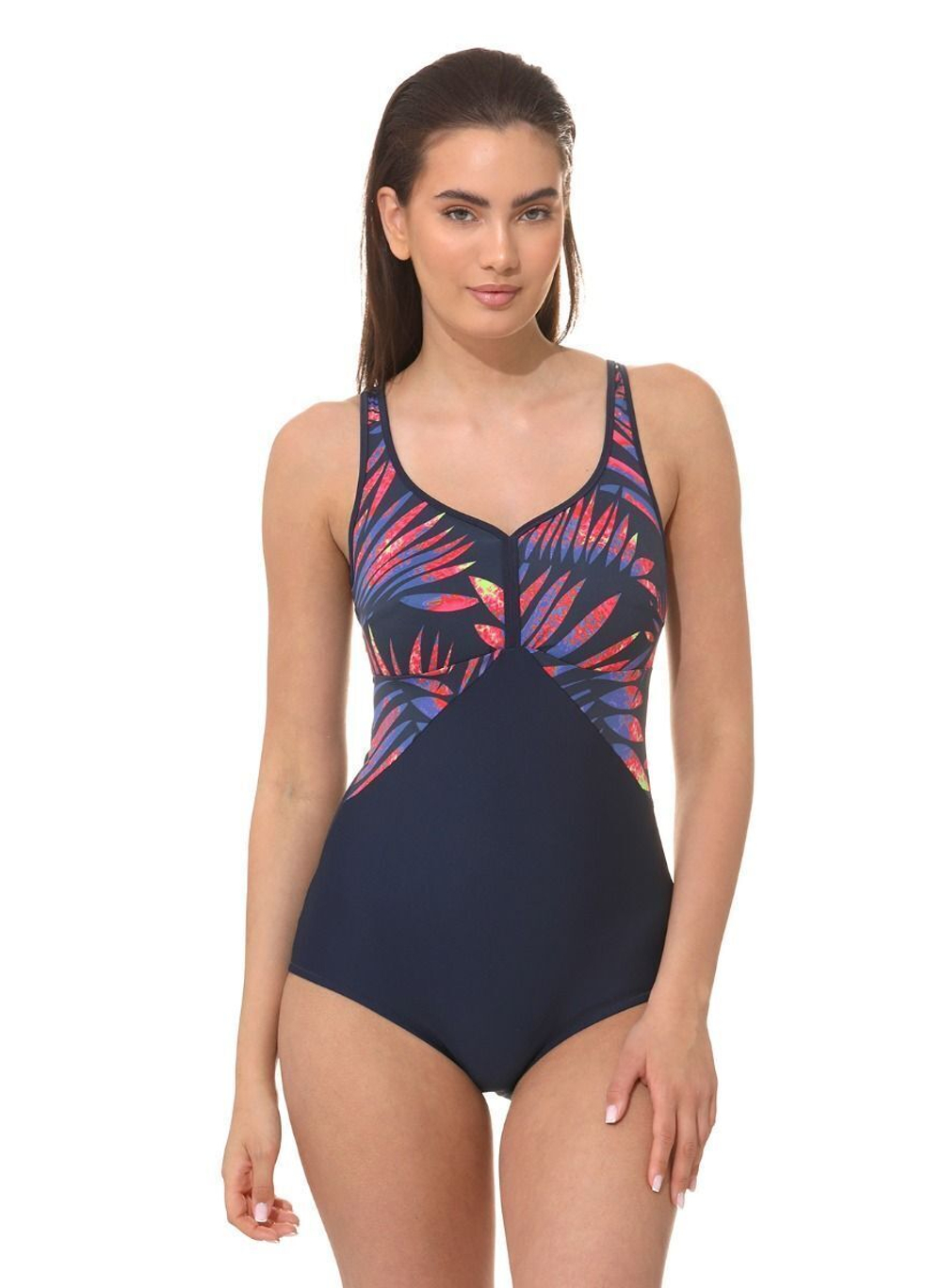 Слитный купальник со скрытыми вшитыми чашками (Размер: C/XL) (Цвет: синий)