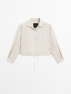 Massimo Dutti Бомбер со швами и сборкой, экрю