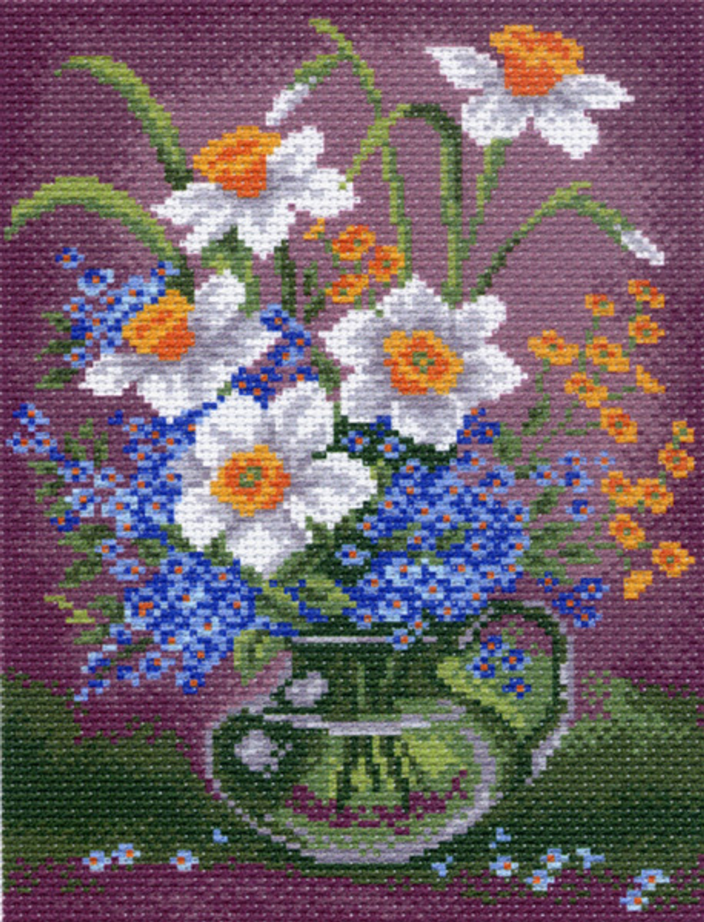 "Букет с нарциссами"-0979 канва с рисунком