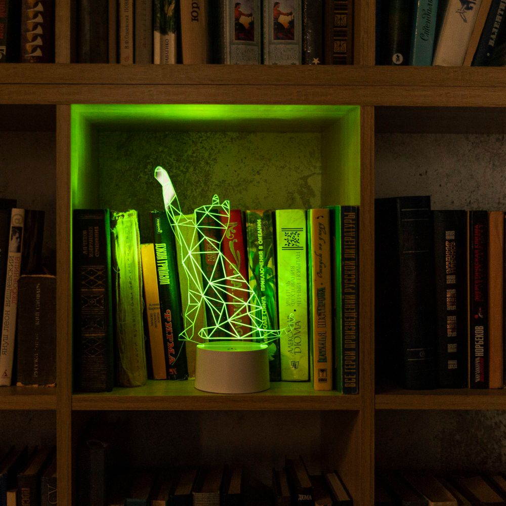 ULI-M501 RGB-3AAA CATTY-WHITE Светильник декоративный с эффектом 3D Кошка. на батарейках 3AAA не в-к. 1 светодиод. RGB свет. USB кабель в-к. TM Uniel