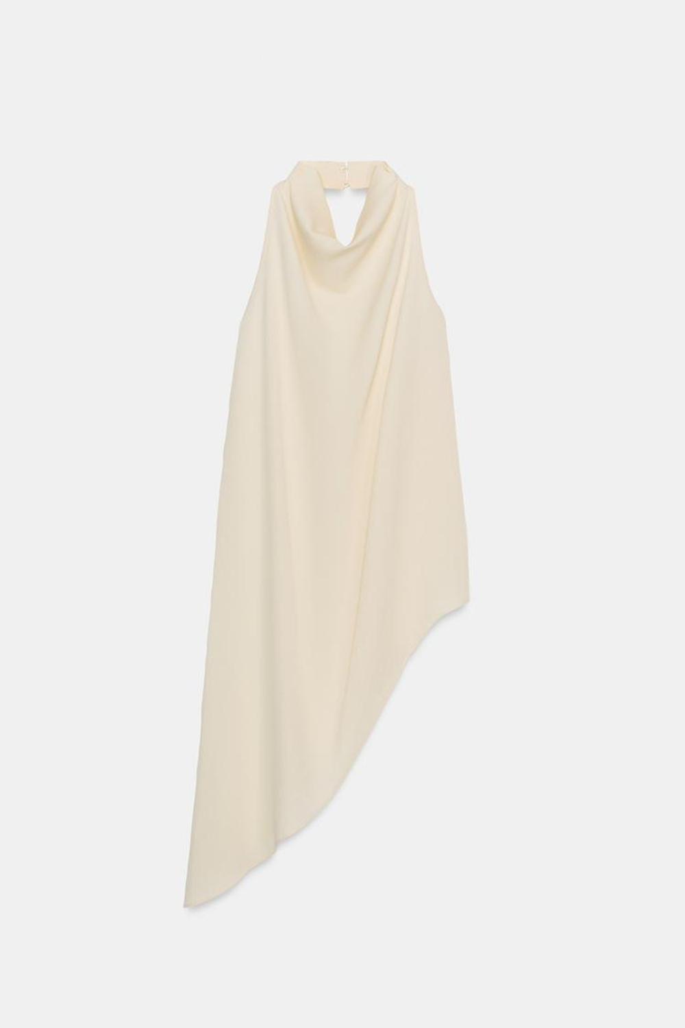 ZARA АСИММЕТРИЧНЫЙ ТОП ZW COLLECTION, ЖЕЛТОВАТО-БЕЛЫЙ