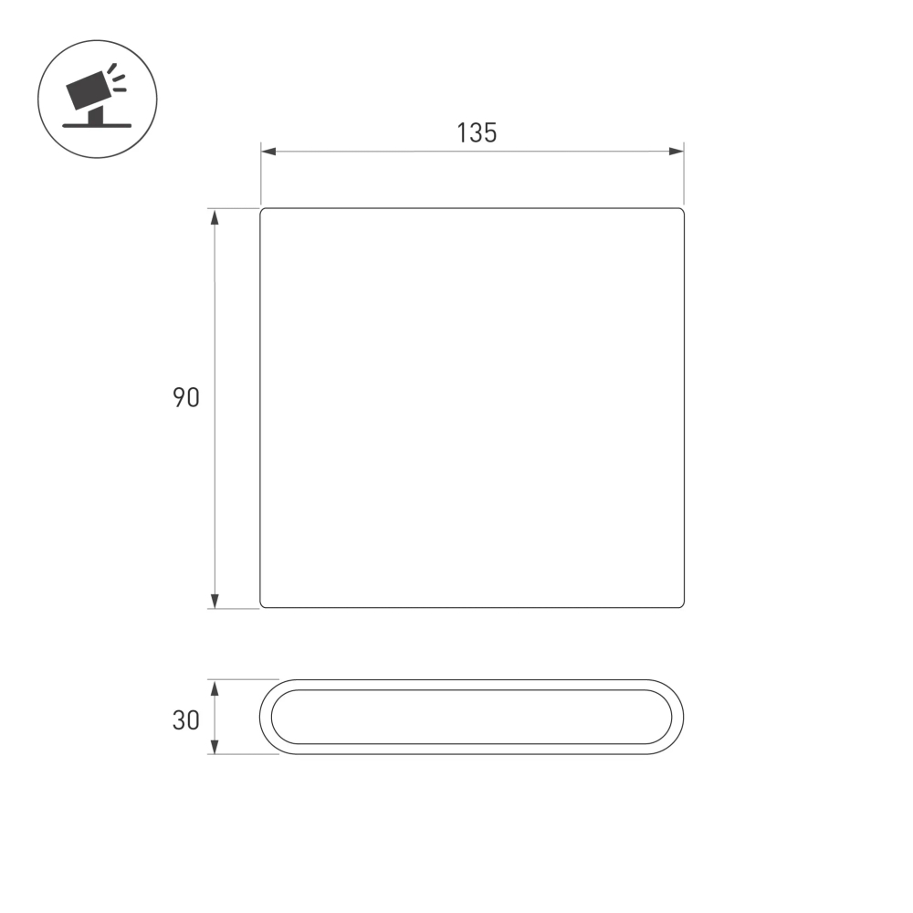 Светильник настенный SP-FLAT-S135x90-2x3W Day4000-MIX (Белый, 75 deg, 230V) (Arlight, IP65 Металл, 3 года) 063609