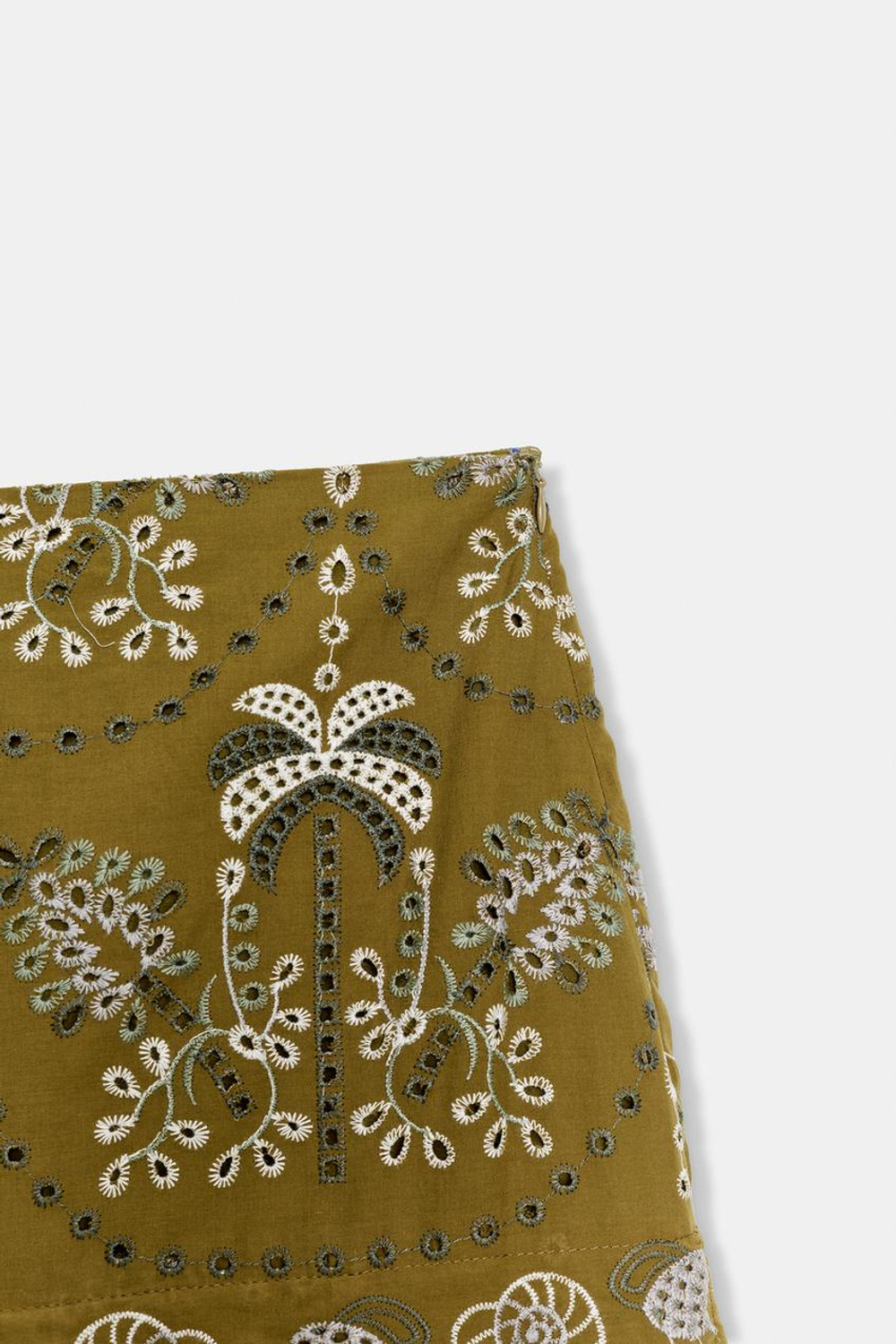 ZARA ЮБКА МИДИ С АЖУРНОЙ ВЫШИВКОЙ, РАЗНОЦВЕТНЫЙ