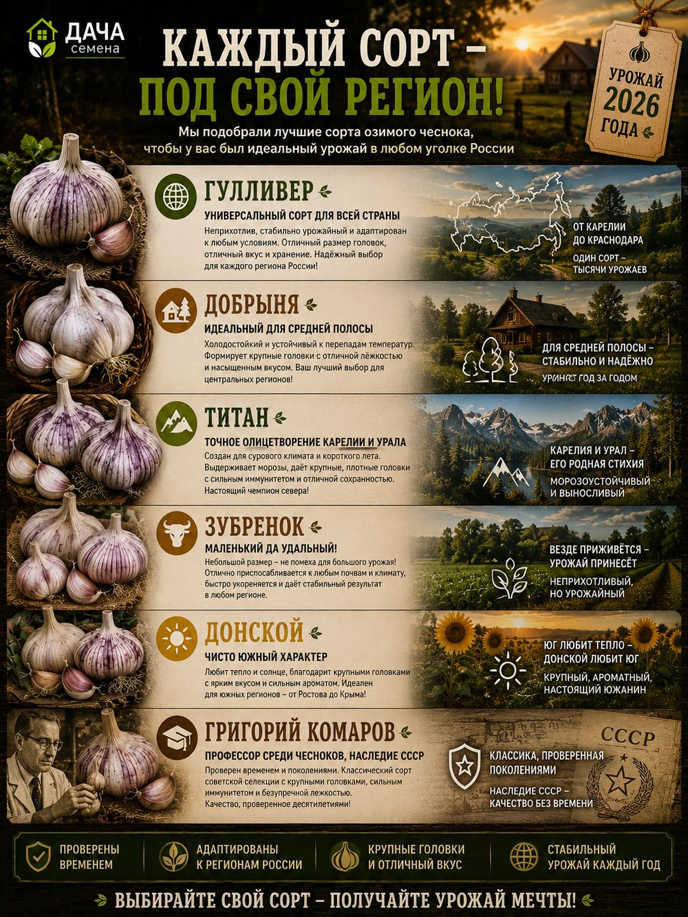 Чеснок озимый Донской 300 г, посадочный материал, семенной чеснок, крупные зубки, морозостойкий сорт