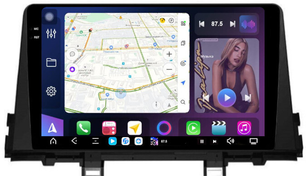 Магнитола для KIA Picanto 3 2017+ - FarCar XXL795M монитор 9.5" 2K QLED на Android 14, TS20, 8+256Гб, CarPlay, 4G SIM-слот