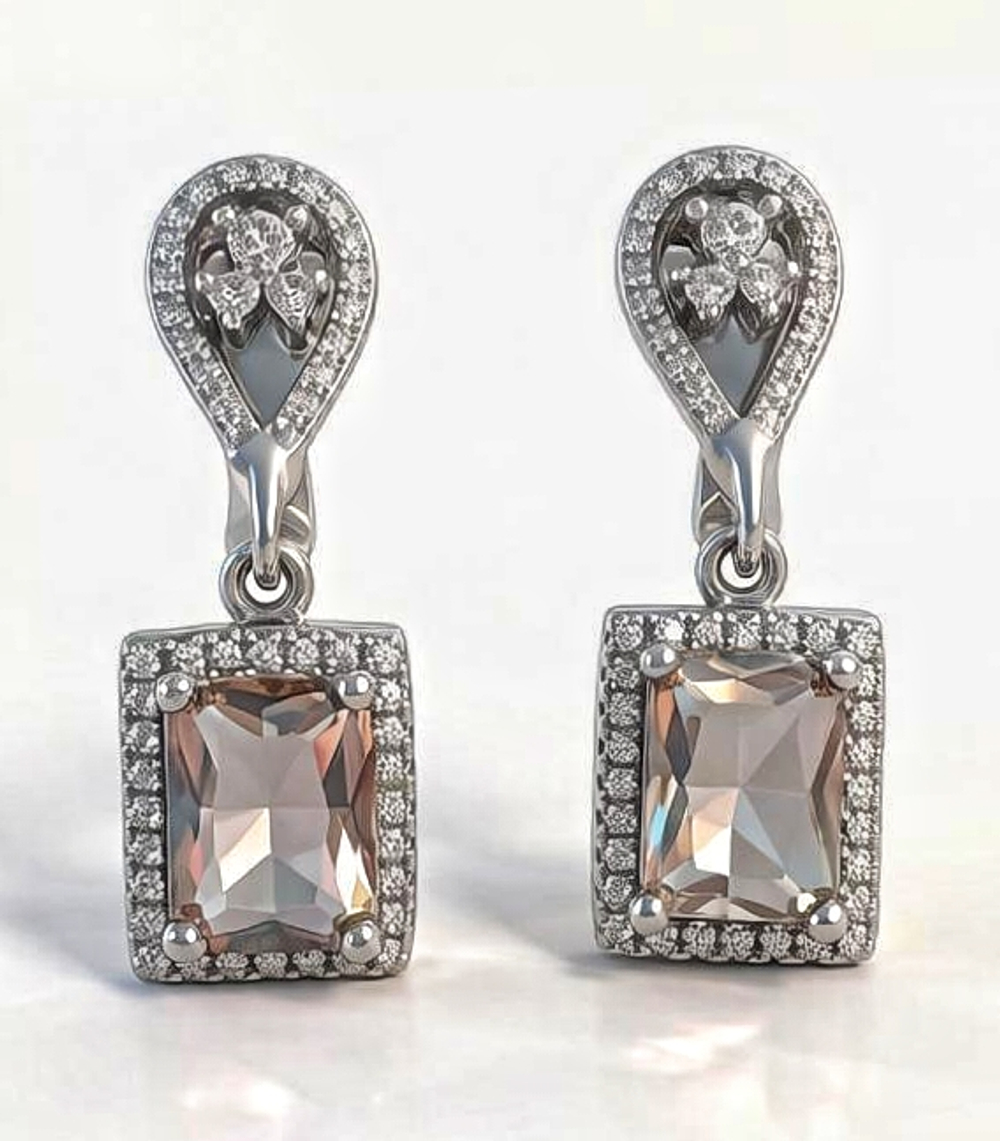 Ювелирные серьги из серебра 925 пробы с султанитом