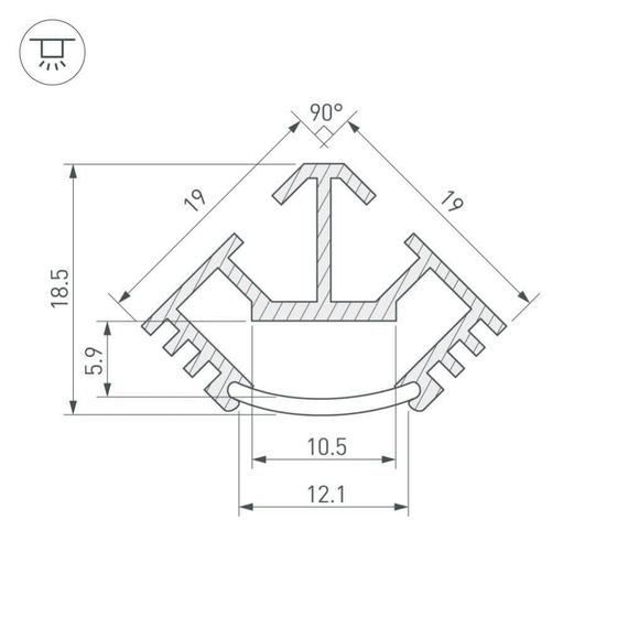 Профиль Arlight T45-2000 (CT) ANOD 016942