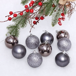 Новогодние шары 6 см (набор 24 шт) "Микс фактур", графит (Серпантин)