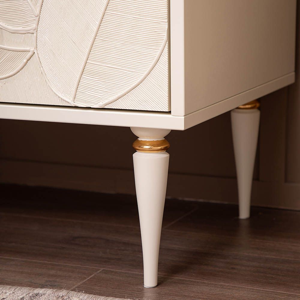 Комод Арт Колор leaves Классик Голд с 3 ящиками Кремовый белый