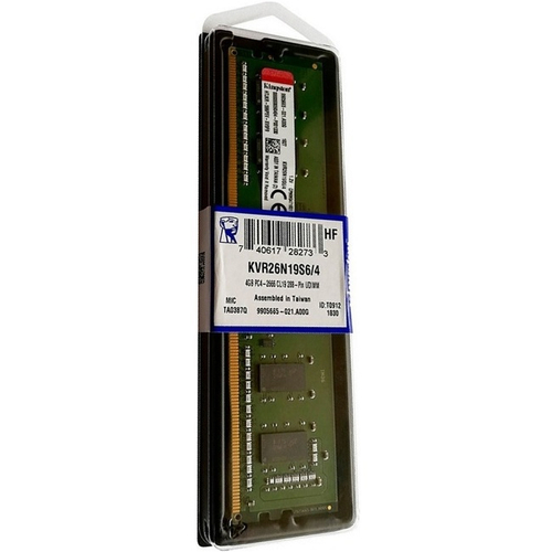 Модуль памяти DIMM DDR4 4Gb, 2666Mhz, Kingston (KVR26N19S6/4)