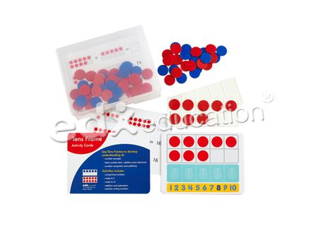 Счетное поле "10"  8шт., 80 2-х цветных счетных фишек, 16 карточек с заданиями
