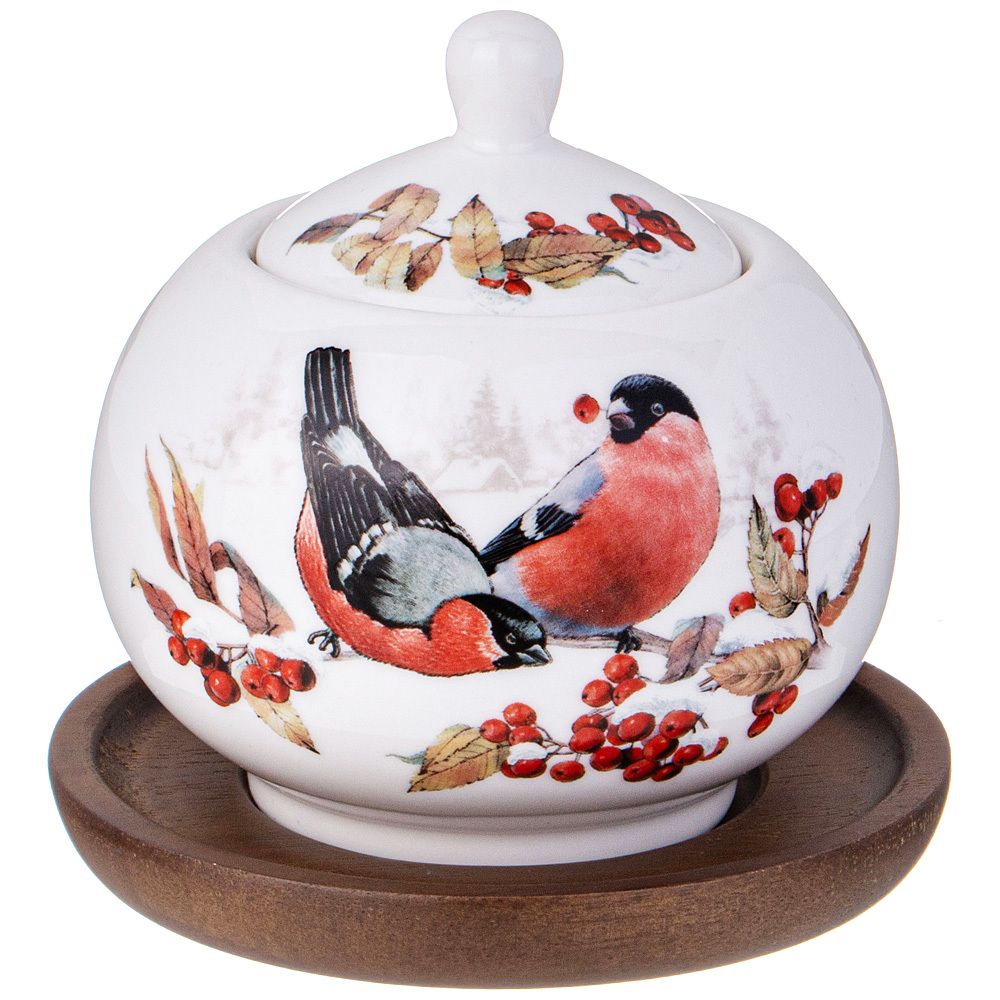 САХАРНИЦА LEFARD "ЛЕСНАЯ СКАЗКА" СНЕГИРИ 380 МЛ НА ДЕРЕВ. ПОДСТАВКЕ (КОР=36ШТ.)