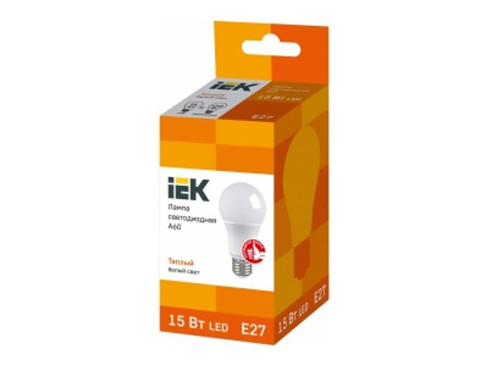 Лампа светодиодная ИЭК ECO 15W E27 A60 3000K 230V груша LLE-A60-15-230-30-E27