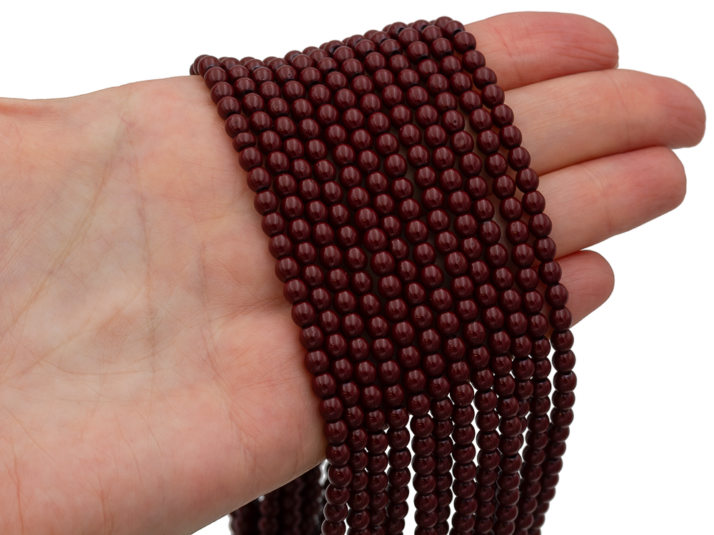 Нить бусин из гематита "Спелая вишня" 4мм, гладкие