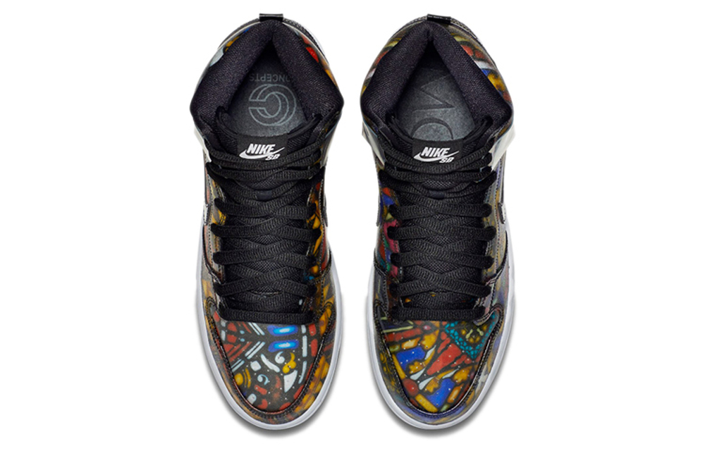 CONCEPTS x Nike Dunk SB Stained Glass stained Glass retro high-top sneakers for men and women the same red and black