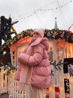 Пуховик Рокет миди розовый в полоску (предзаказ к 20 января)