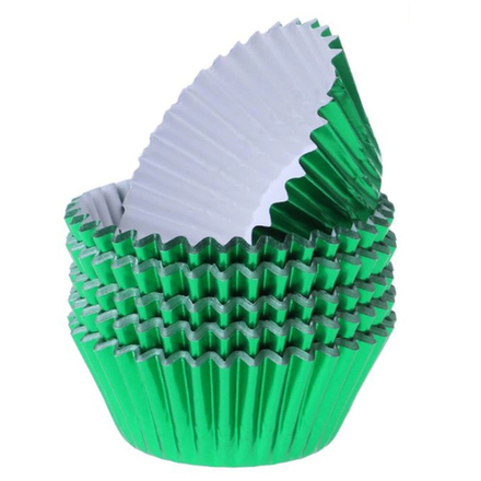 Капсулы бумажные зелёные металлик D5см 50шт