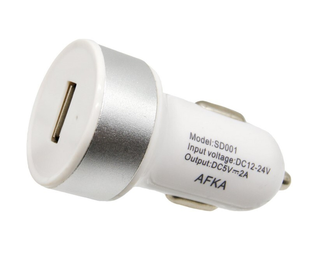 Автомобильный адаптер питания AFKA 1USB  2A (белый)