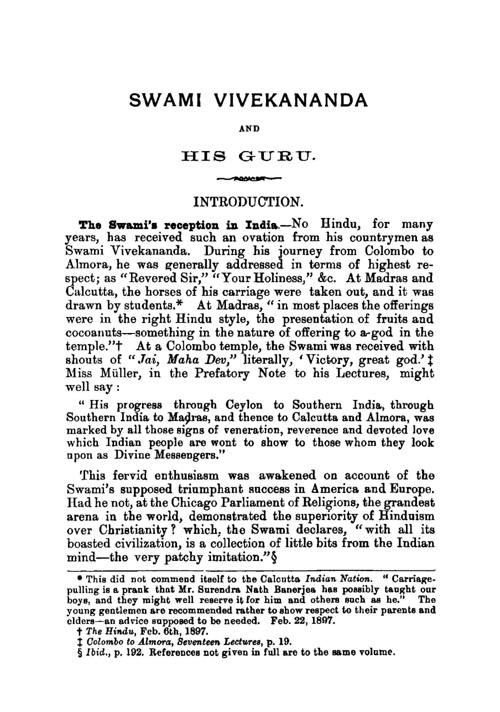 Swami Vivekananda and His Guru: With Letters from Prominent Americans On the Alleged Progress of Vedantism in the United States | Vivekananda