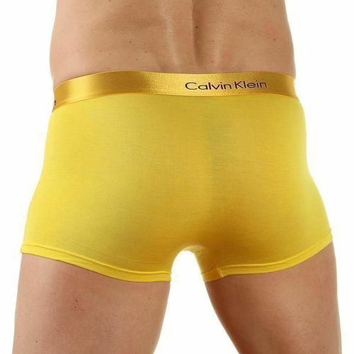 Мужские трусы боксеры желтые с золотистой резинкой Calvin Klein Bold Boxer со вставкой