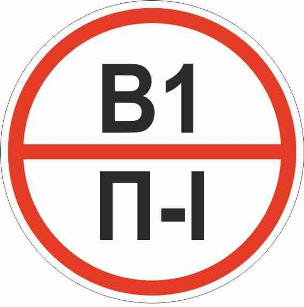 Знак пластик "Категории помещения по взрывопожарной и пожарной опасности В1 П-I" (200x200) ГОСТ 12.4.026-2015 EKF PROxima (100.00 шт.)