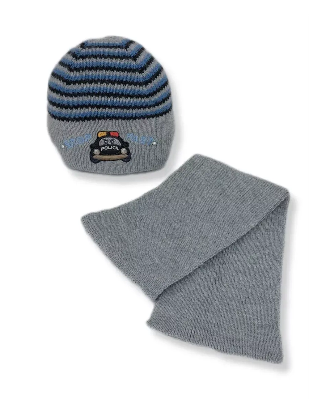 Детская шапка с шарфом для мальчика на весну и осень