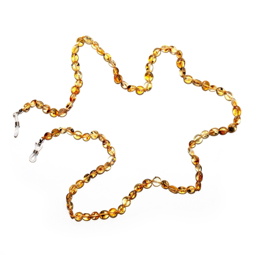 Держатель для очков из натурального янтаря, длина 70 см. Цепочка для очков натуральный камень