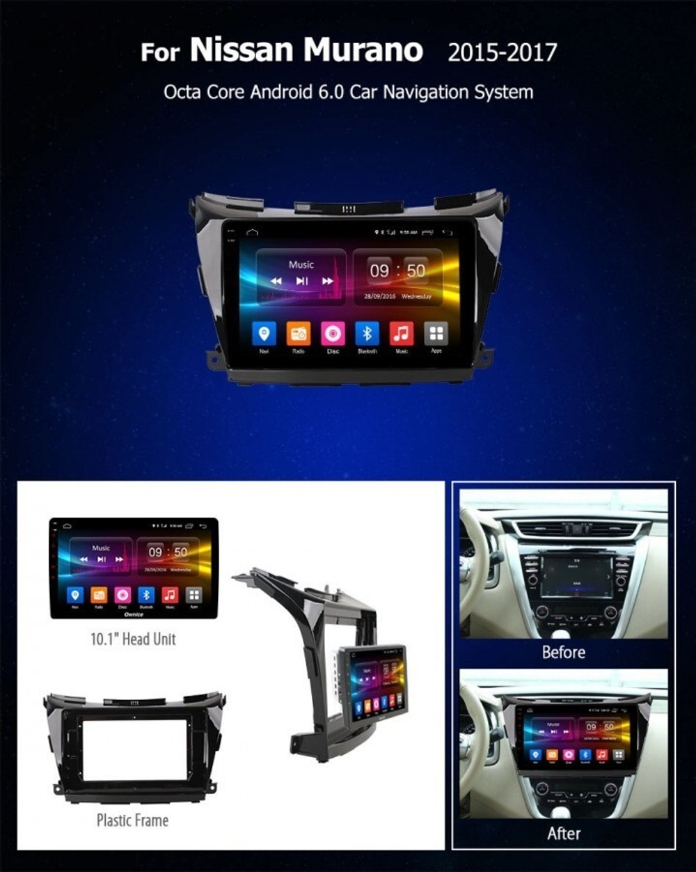 Магнитола для Nissan Murano 2016-2022 (поддержка Bose и 360) - Carmedia EW-1663 QLed+2K, Android 13, TS20, CarPlay, 4G SIM-слот