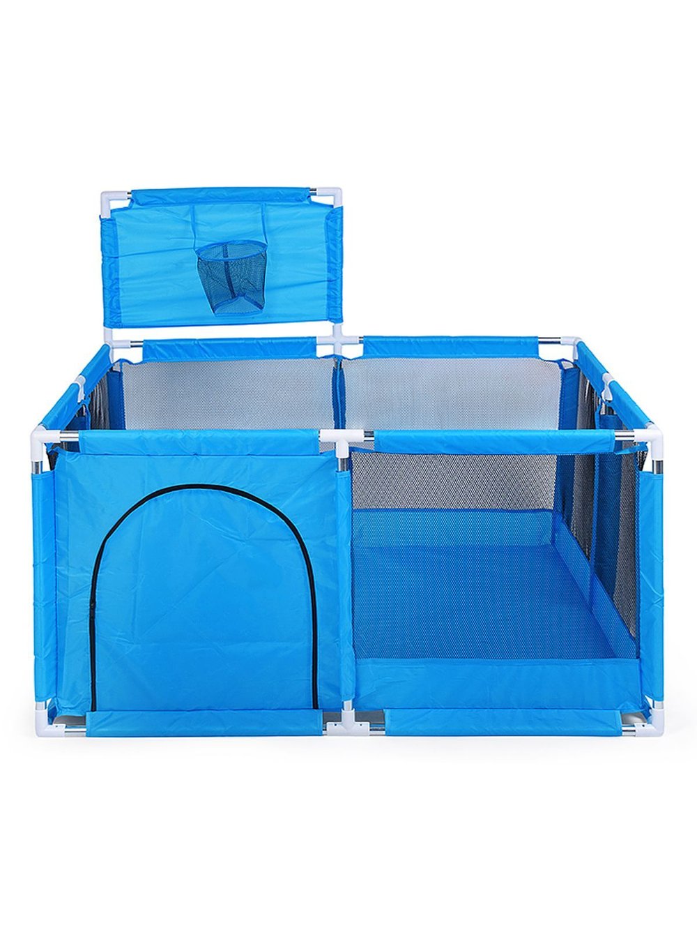 Манеж детский квадратный с баскетбольным кольцом (128*128*65) цвет синий (М10-2)