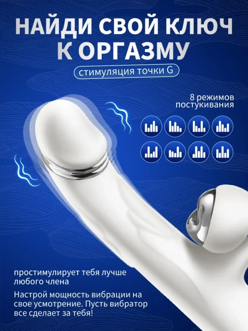 Вибратор, для точки G, с функцией нагрева, 8 режимов, металл