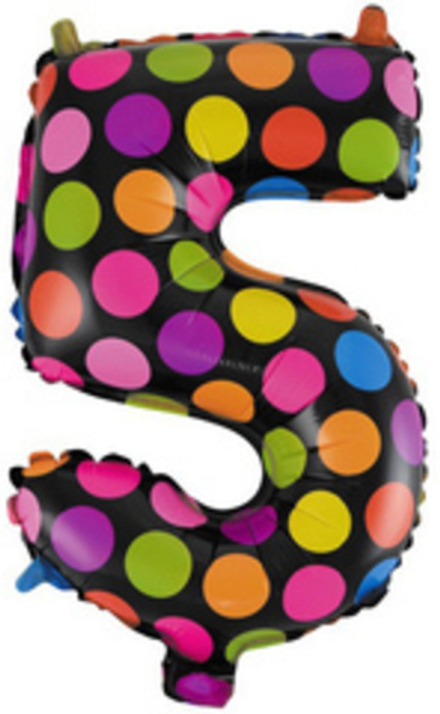 Шар с клапаном (16''/41 см) Мини-цифра 5 Супер Яркий