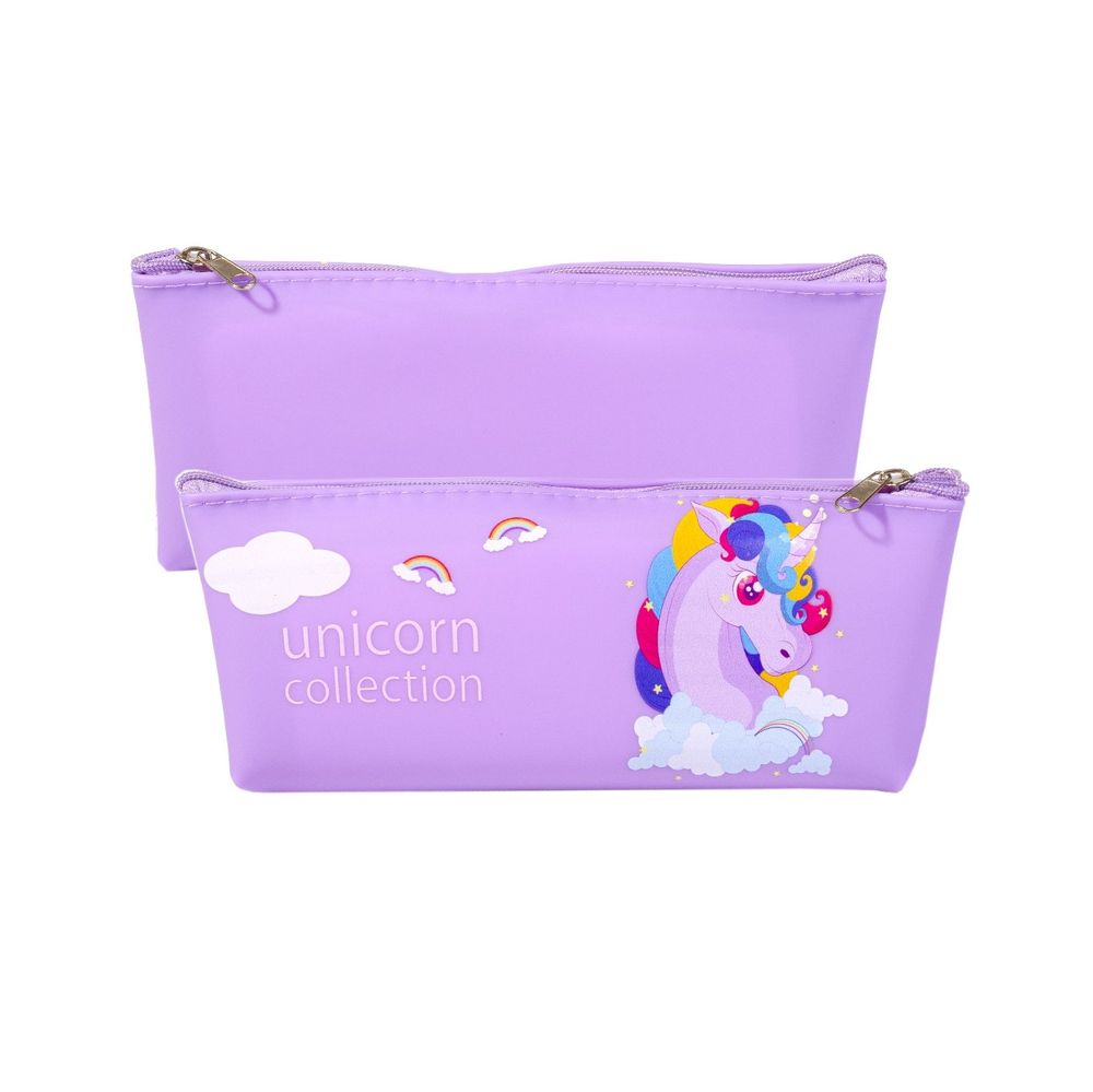 Пенал - косметичка, Alingar, ПВХ, молния, 80 х 190 мм, "Unicorn collection", фиолетовый (единорожка)