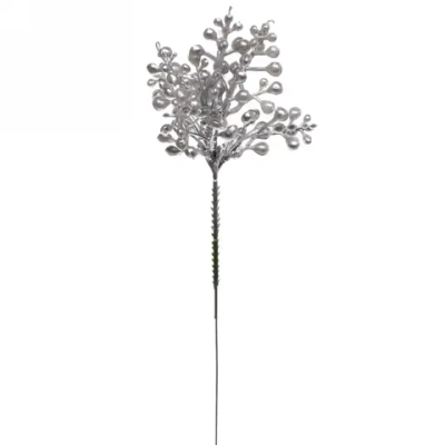 Ветка декоративная «Блеск ягод» 15 см, Серебро