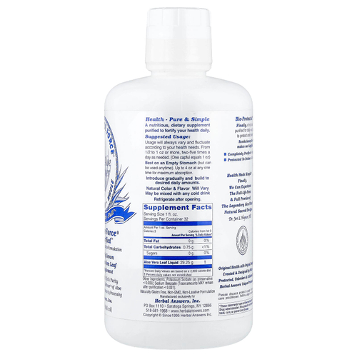 Herbal Answers, Pure Aloe Force®, Raw-Purified™, 946 мл (32 жидк. унции)