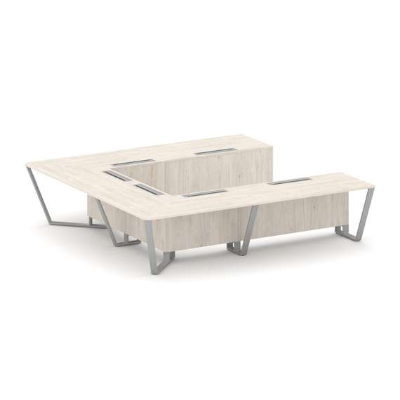 Steel Meet Стол переговорный П-образный KD-PR.B.SP-11P Денвер Светлый/Металл Серый 3200*3200*750