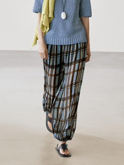 Massimo Dutti Свободные брюки-саруэль с принтом, светло-голубой