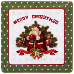 Банка жестяная 9*9*9см «Дед Мороз у ёлки»