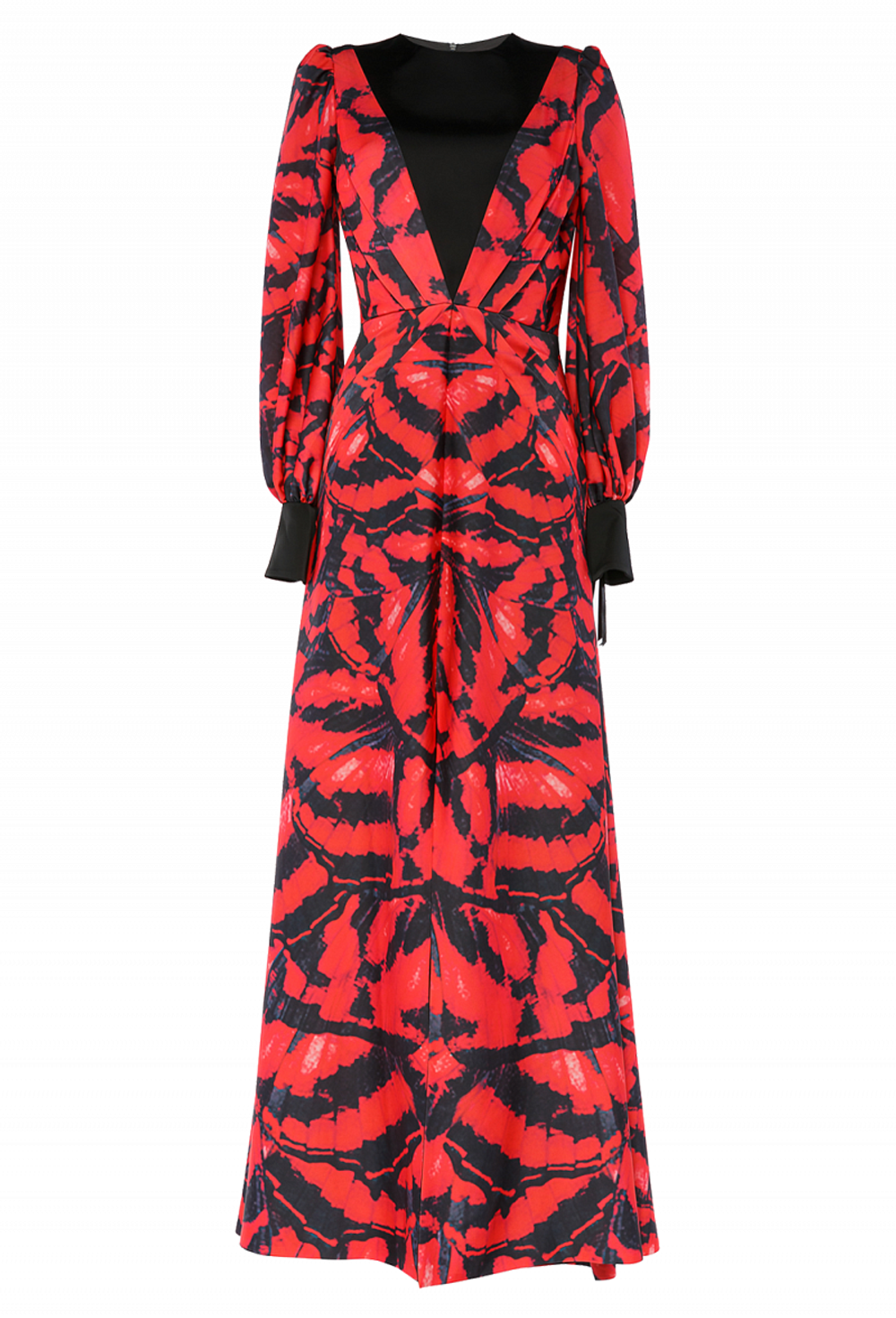 Платье в пол красное c принтом 42 -19 SS