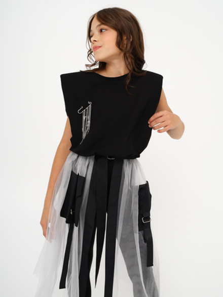 Футболка с подплечниками, черная