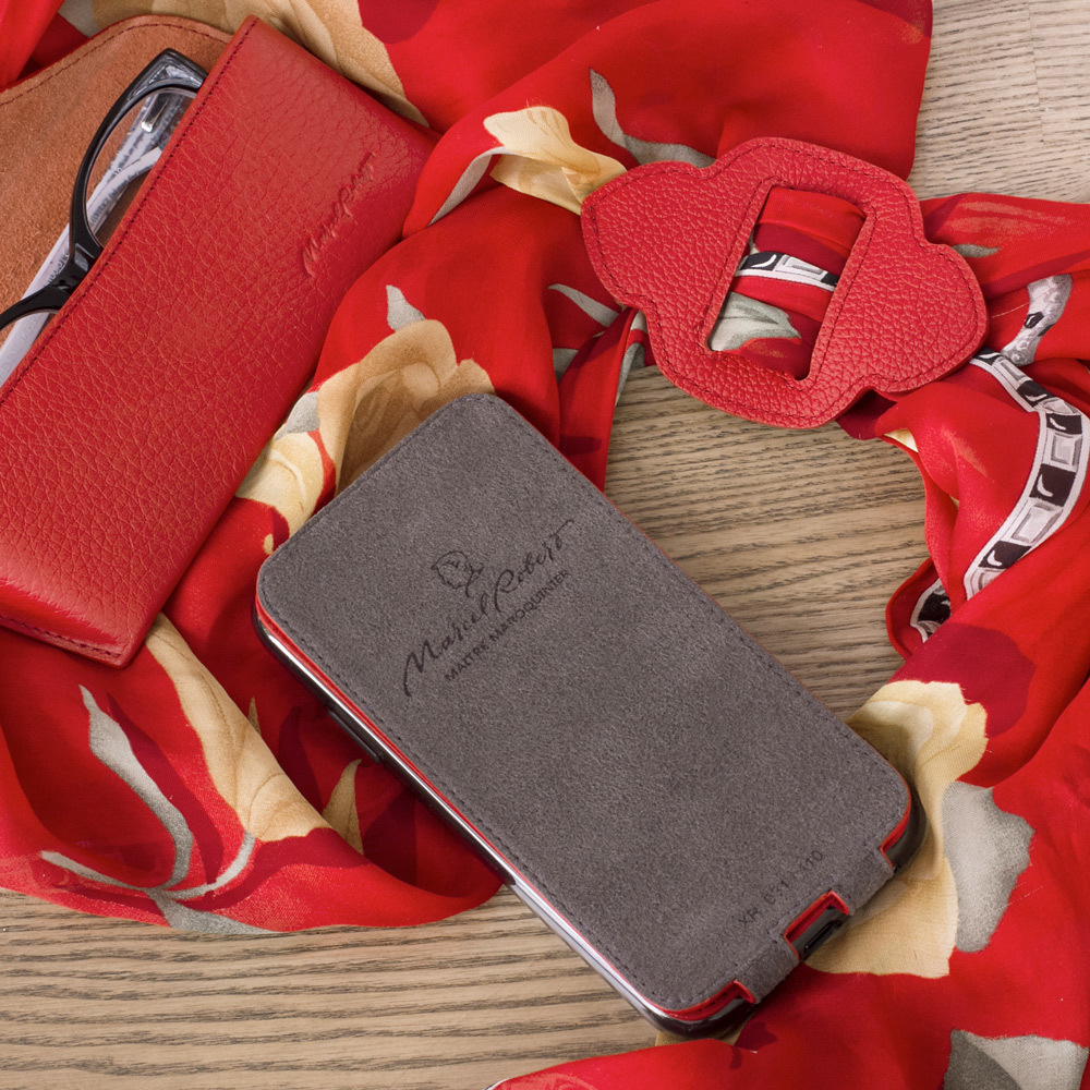 Leather case for iPhone xr ~ calfskin red