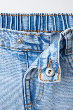 ZARA ДЖИНСЫ WIDE LEG С ПУГОВИЦЕЙ В ВИДЕ СЕРДЦА, ГОЛУБОЙ
