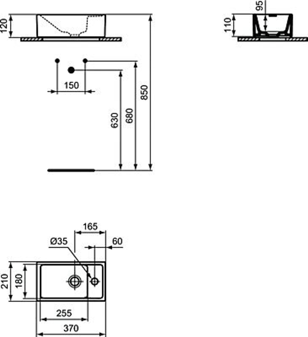 Раковина 37х21 см Ideal Standard TEMPO E210901