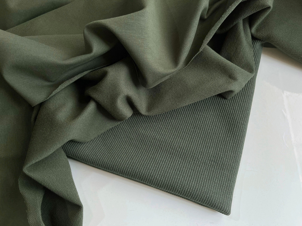 ТЕМНО-ЗЕЛЕНЫЙ - Футер 2х-нитка с лайкрой, компакт пенье (КРВ691 Олеся)