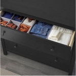 Черный деревянный комод Хермес с 3 ящиками с металлическими ручками и органайзерами для хранения вещей, комод на ножках для игрушек, из массива сосны