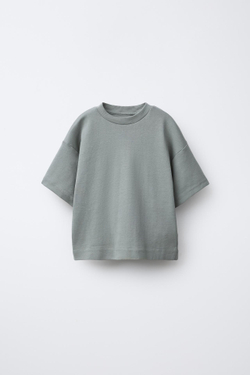 ZARA НАБОР ИЗ 2 ОДНОТОННЫХ ФУТБОЛОК С ЛОГОТИПОМ, СВЕТЛО-КОРИЧНЕВЫЙ