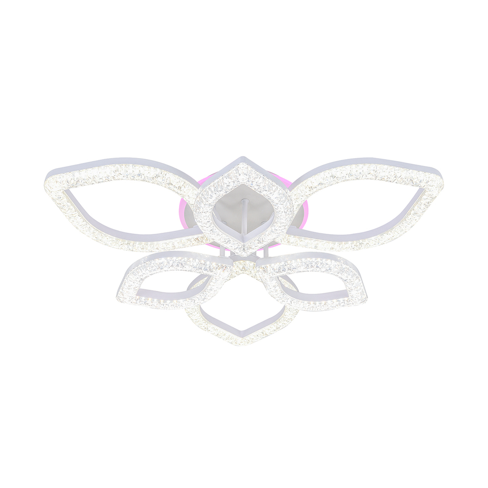 Потолочный светодиодный светильник 100Вт, 7000лм, 3000-6000K, Ra>80, плавная регулировка мощности, изменение цветовой температуры, пульт, металл/акрил, белый/прозрачный