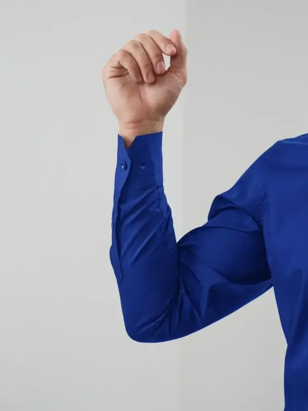 Рубашка приталенная SLIM FIT с длинным рукавом, синяя