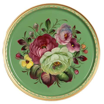 Жостовский поднос декоративный, размер 30 см (A9), металлический